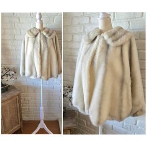 Vtg 1960s Sears Fashions Faux Fur Cape Jacket, Party, Wedding